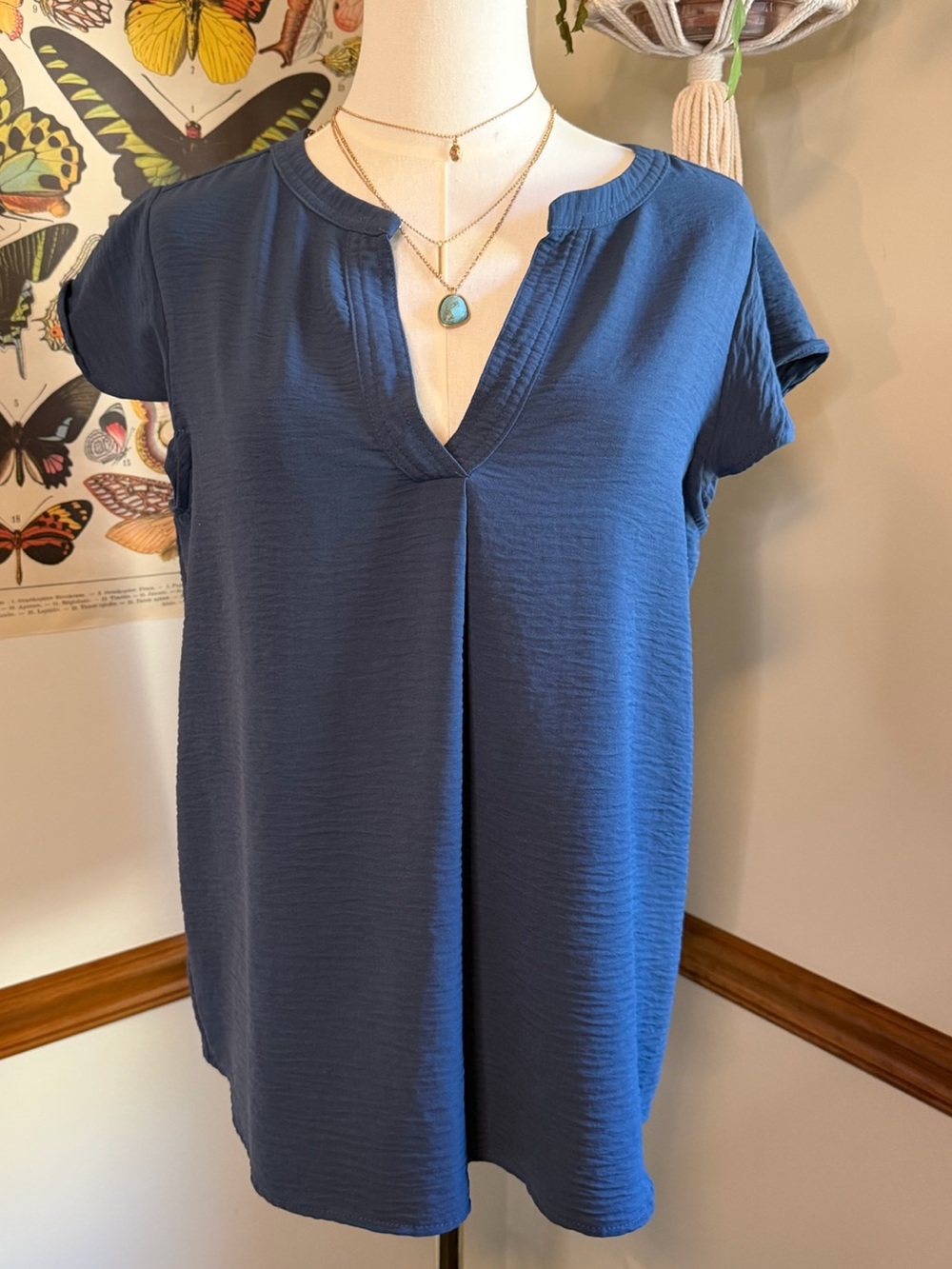 Calvin Klein Deep Navy V-Neck Short Sleeve Tunic